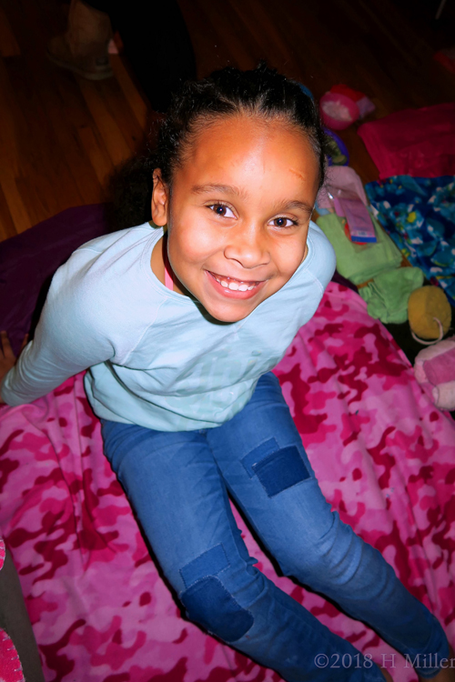 Poses With Smiles! Kids Party Guest Enjoys The Facial At The Kids Spa Party! Poses With Smiles! Kids Party Guest Enjoys The Facial At The Kids Spa Party!