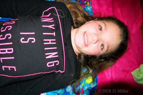 Spa Party Guest Smiles While Posing For Kids Facial! Spa Party Guest Smiles While Posing For Kids Facial!