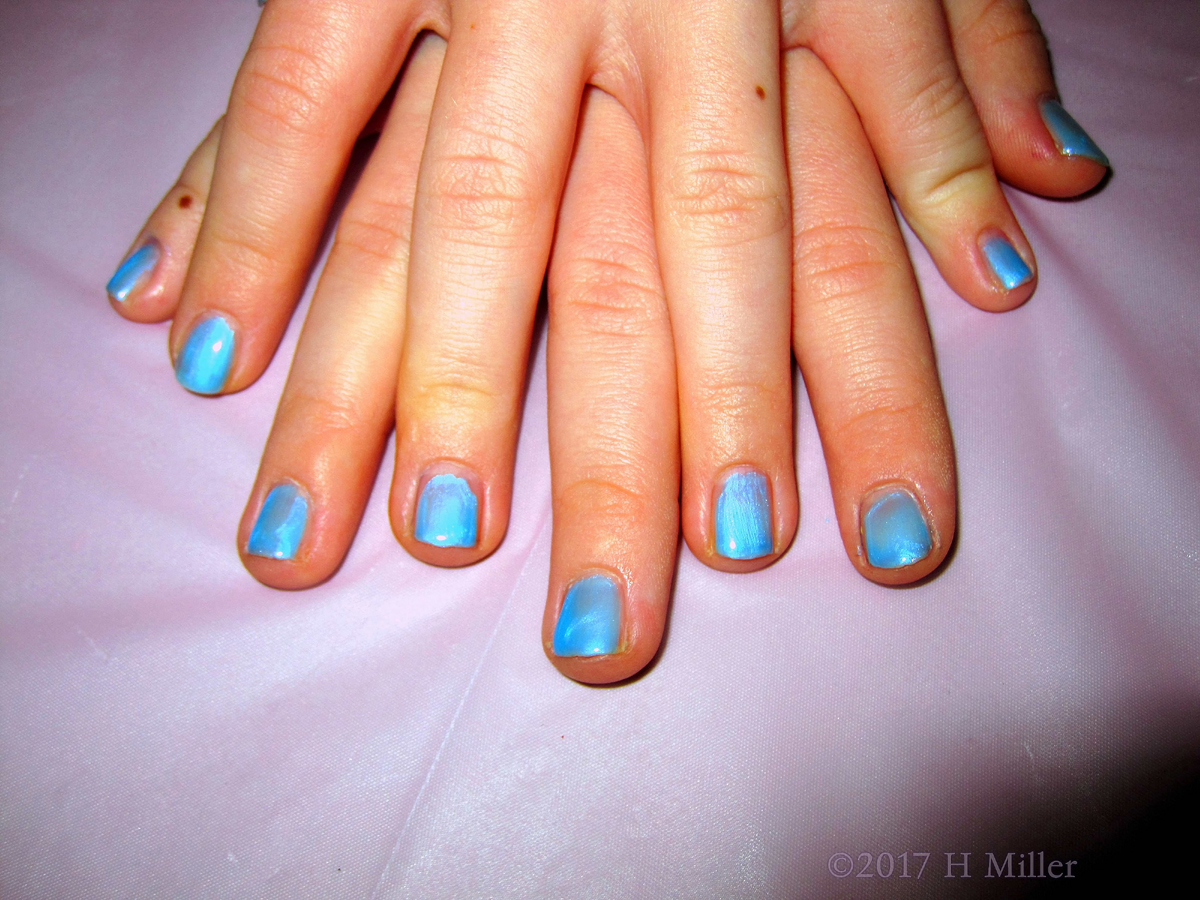 Blue Blue I Love You! What A Cool Girls Mini Manicure With Satin Shimmer! 