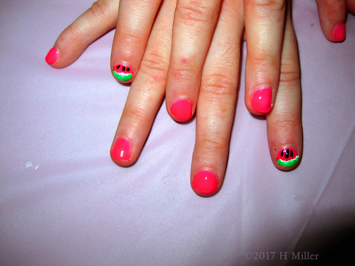 Can You See The Cute Watermelon Kids Nail Art