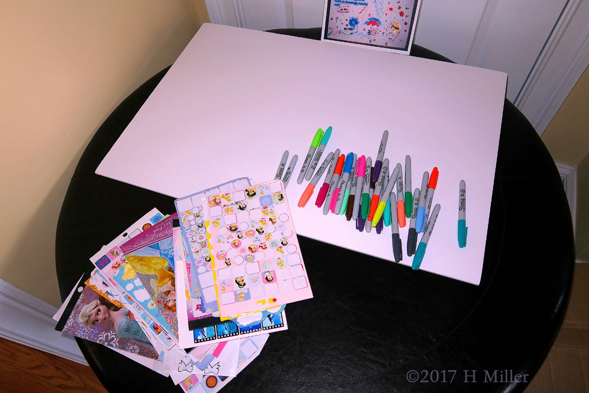 Colorful Pens And Stickers Are Ready To Design The Spa Birthday Card 