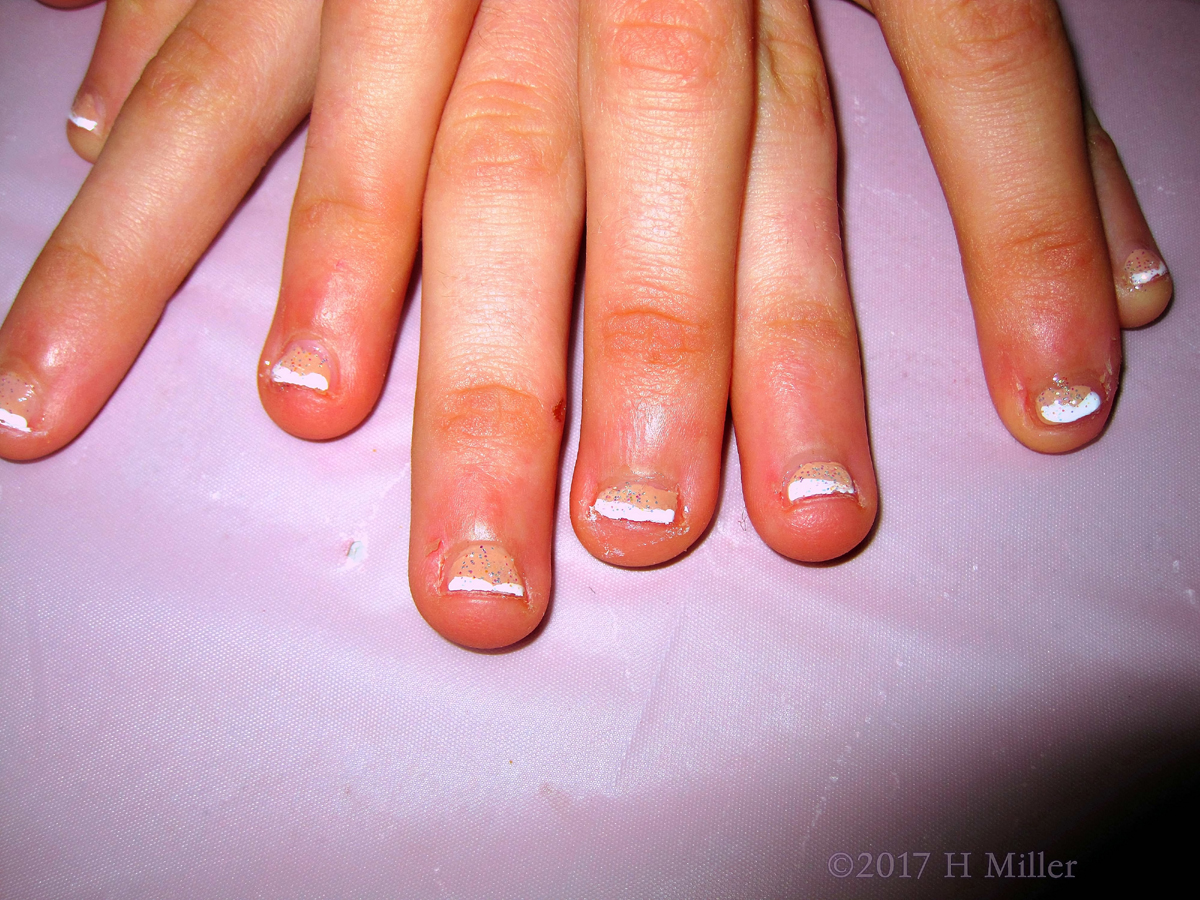 Cute French Manicure Nail Design On This Girls Mini Manicure! 