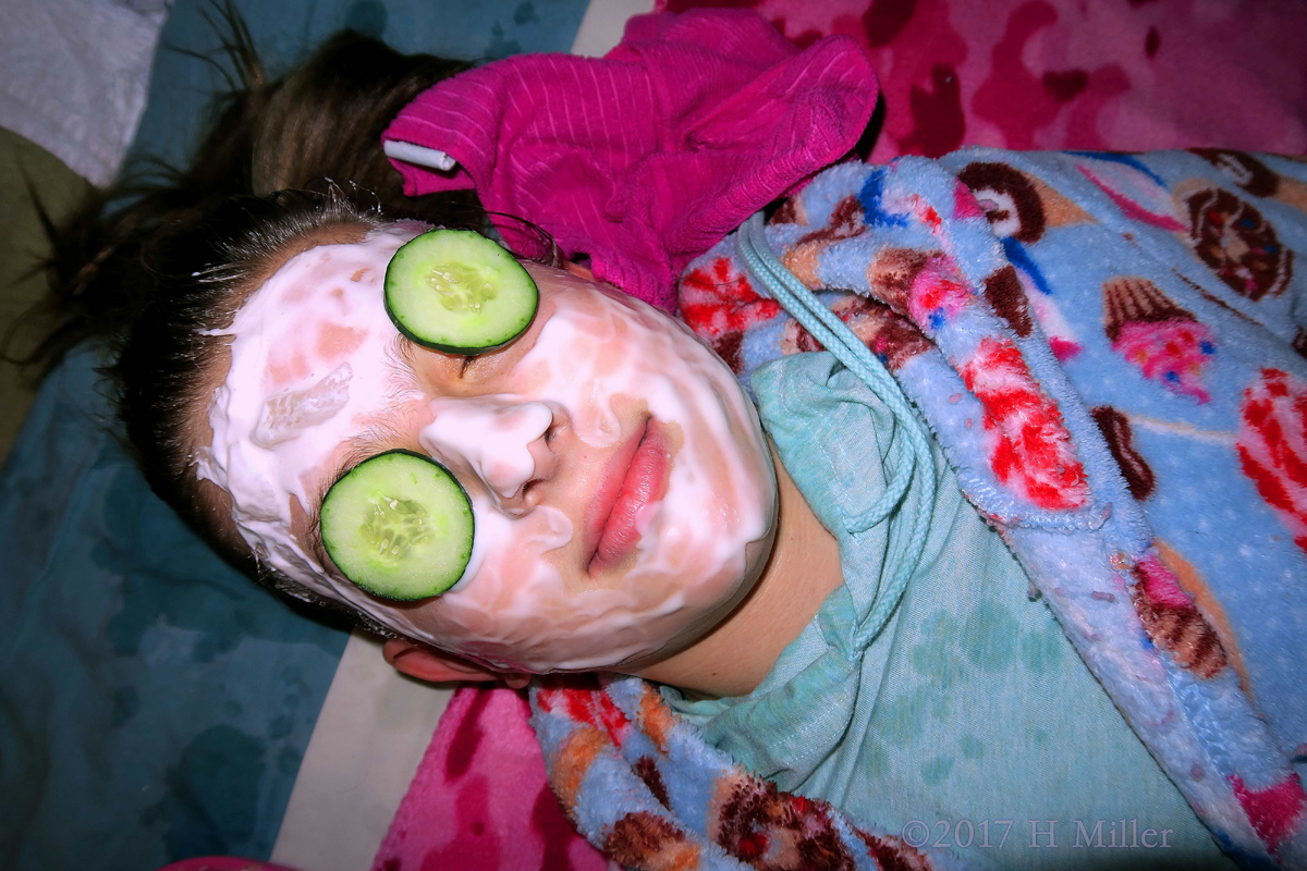 How Am I Looking With This Kids Facial Mask With Cucumbers On My Eyes! 1