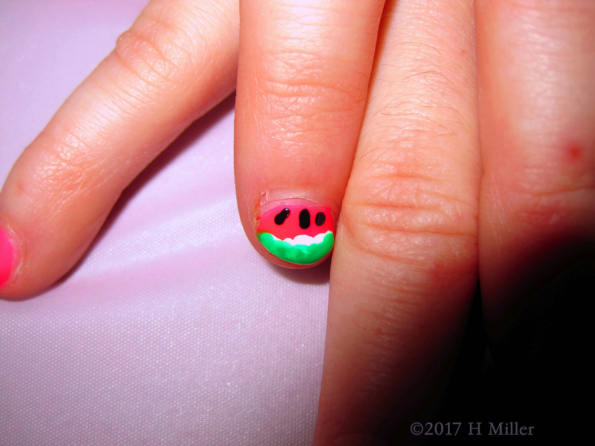 Peekaboo Little Watermelon Kids Nail Design!