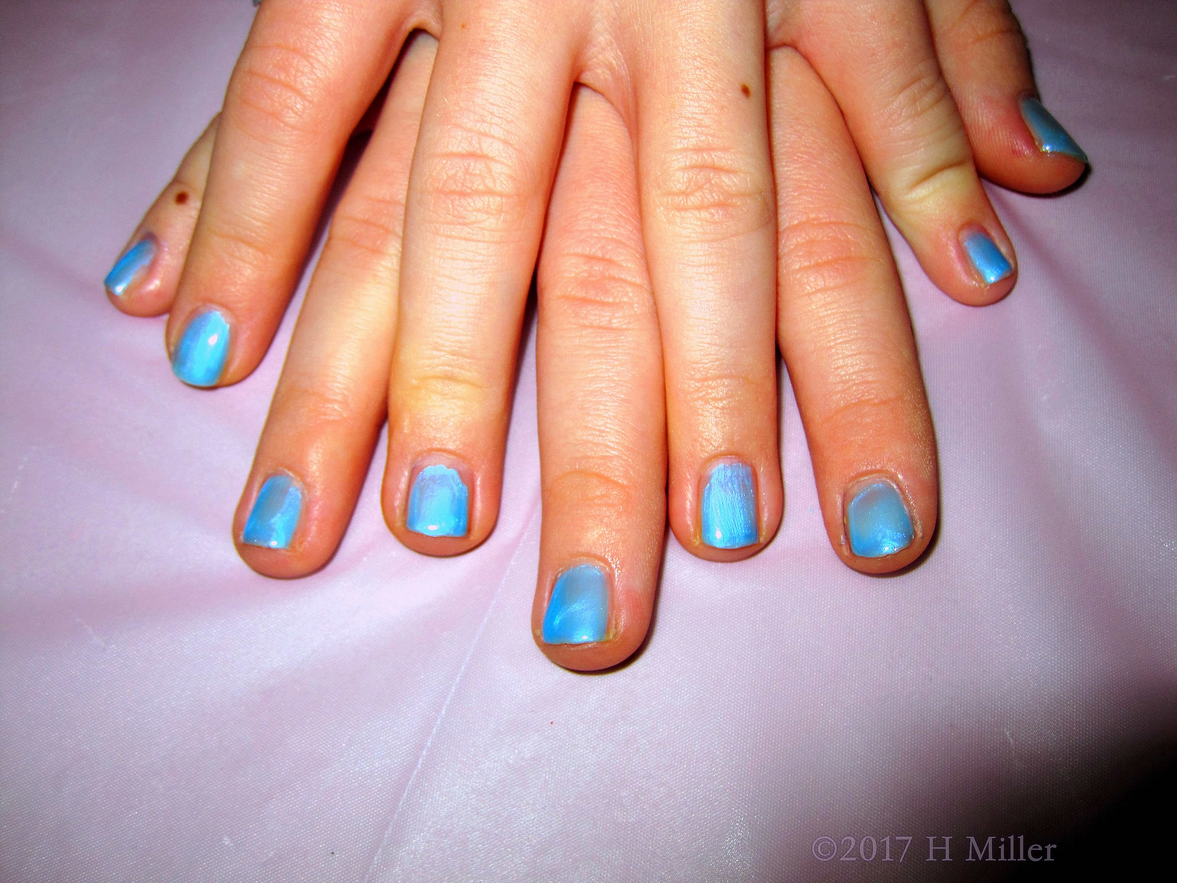 Blue Blue I Love You! What A Cool Girls Mini Manicure With Satin Shimmer! 