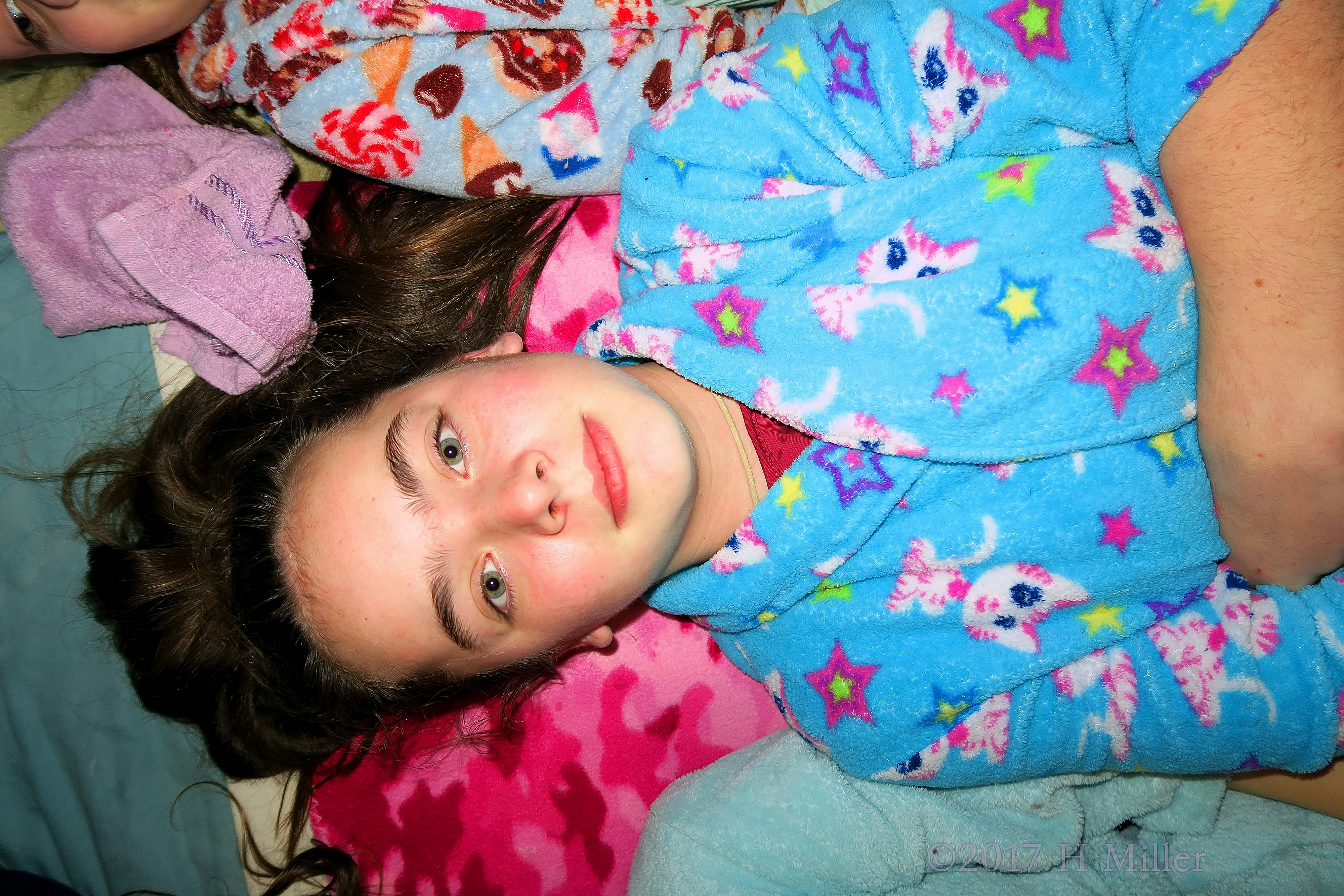 Look How Cute Her Blue Kitty Spa Robe Is! 4 Look How Cute Her Blue Kitty Spa Robe Is! 4