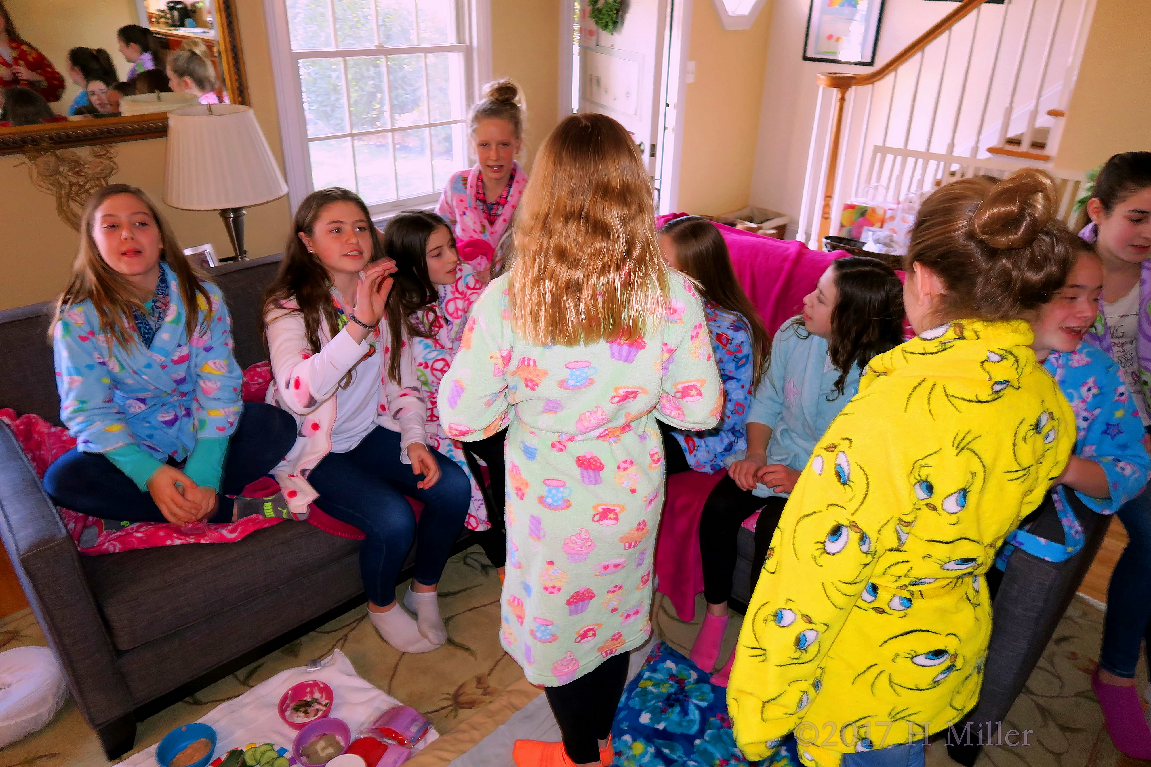 Party Guests Wearing Their Spa Robes 