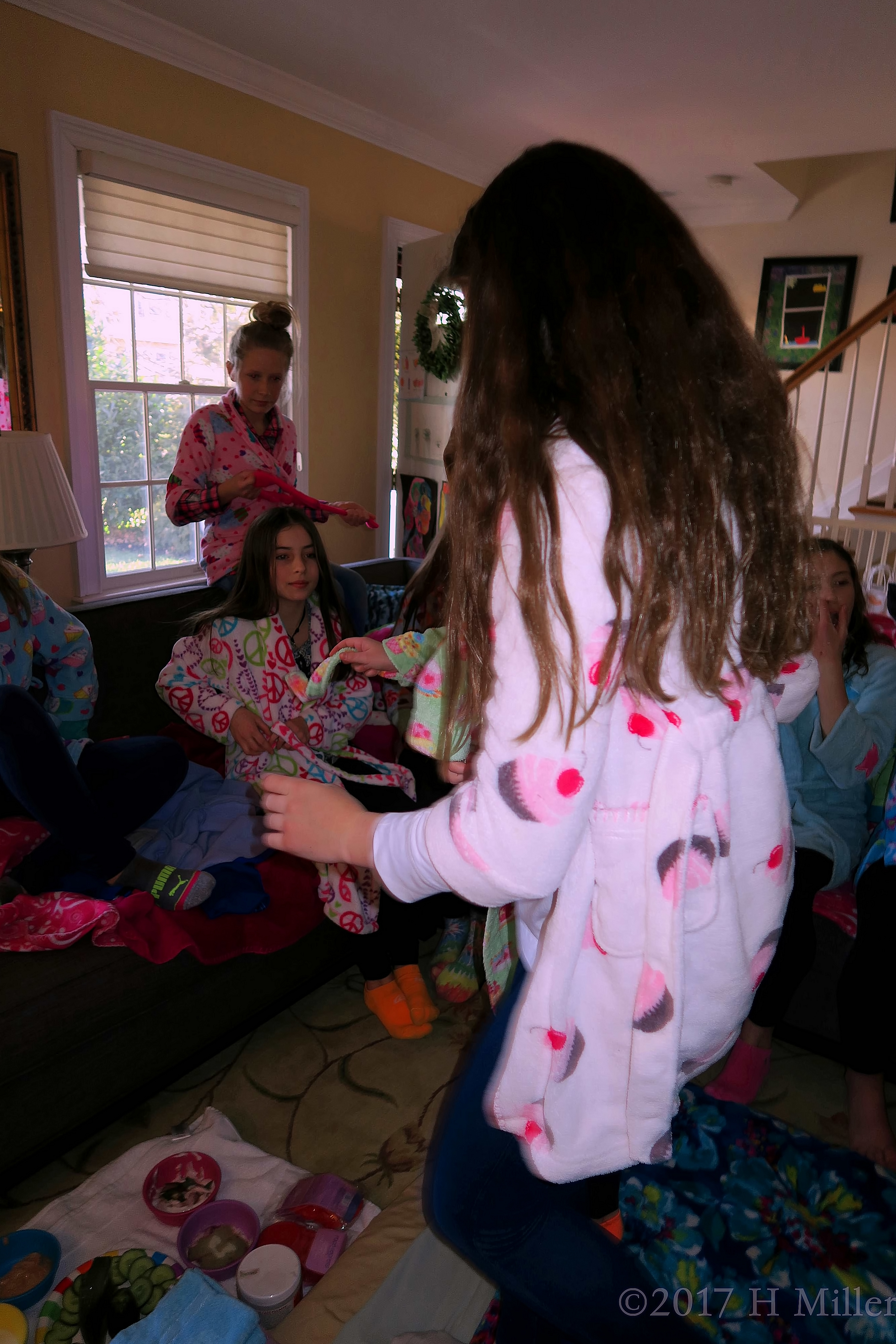 She Is Wearing A Cupcake Printed Spa Robe She Is Wearing A Cupcake Printed Spa Robe