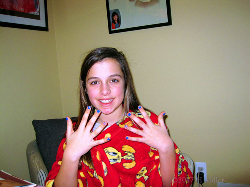 Happy Guest Is Showing Her Kids Manicure