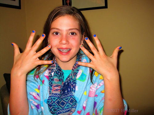 Happy Guest With Her Hot Air Balloon Manicure For Kids