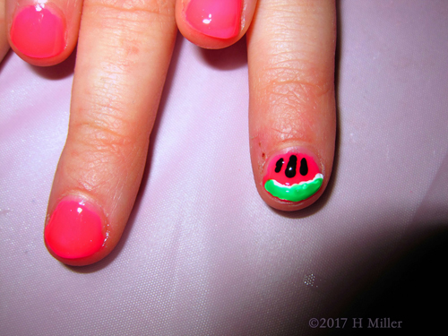 Hello, I Am A Baby Watermelon Kids Nail Design! Super Cool Manicure For Girls