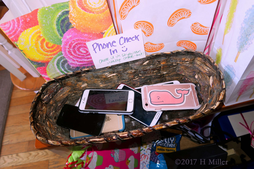 Phone Check In Box For Girls. No Texting During The Spa Party! Phone Check In Box For Girls. No Texting During The Spa Party!