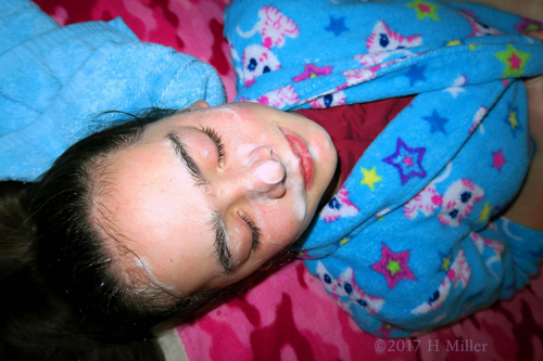 She Is Relaxing With Her Healthy Girls Facial At The Spa Birthday Party She Is Relaxing With Her Healthy Girls Facial At The Spa Birthday Party