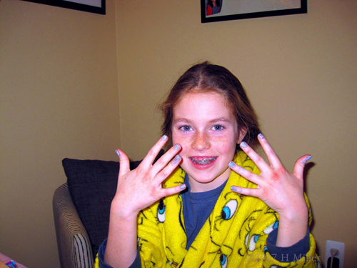 She Is Showing Off Her Sparkly Manicure For Girls!