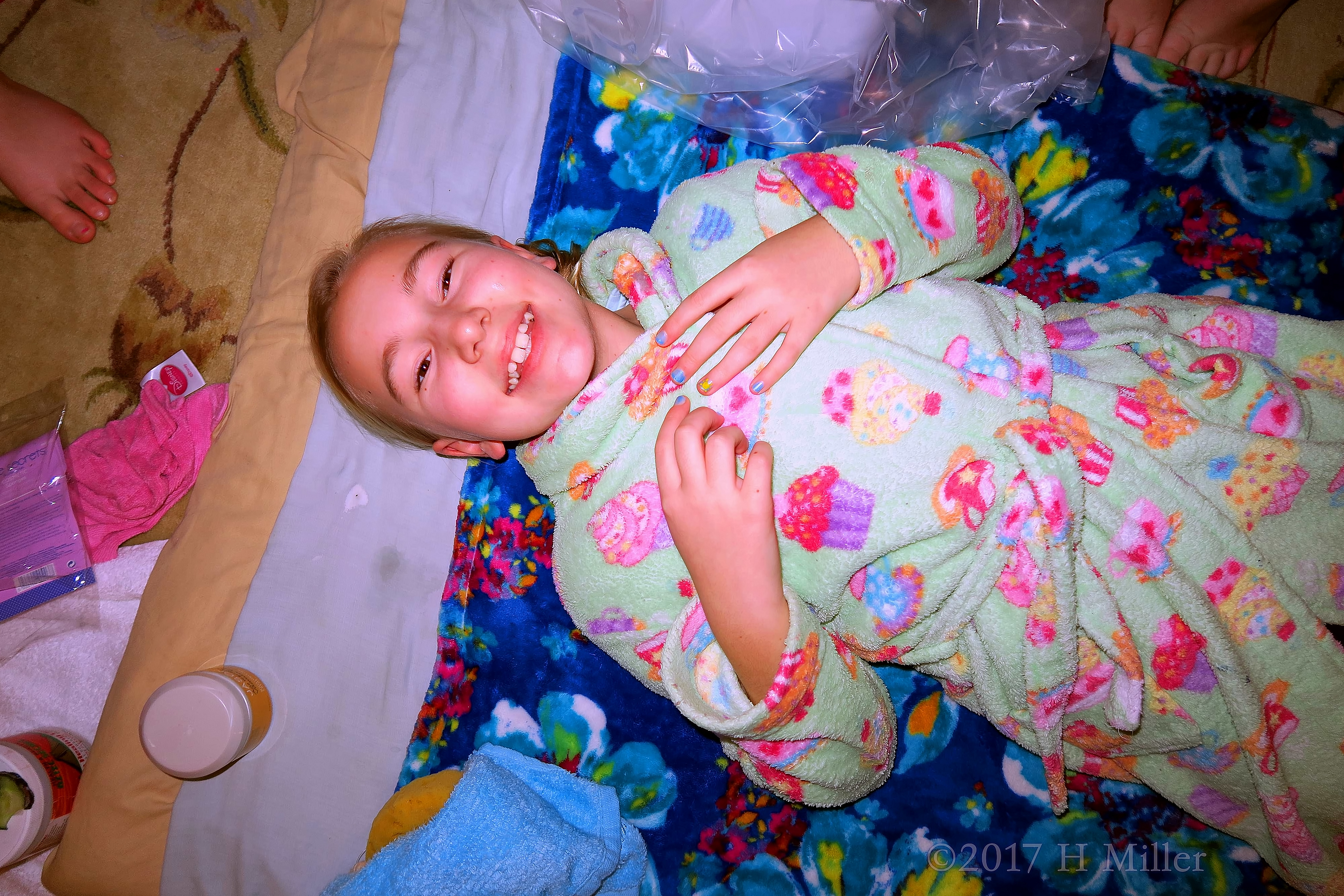 She Is So Happy Wearing A Cute Cupcake Spa Robe, All Set To Get Her Facial For Girls! She Is So Happy Wearing A Cute Cupcake Spa Robe, All Set To Get Her Facial For Girls!