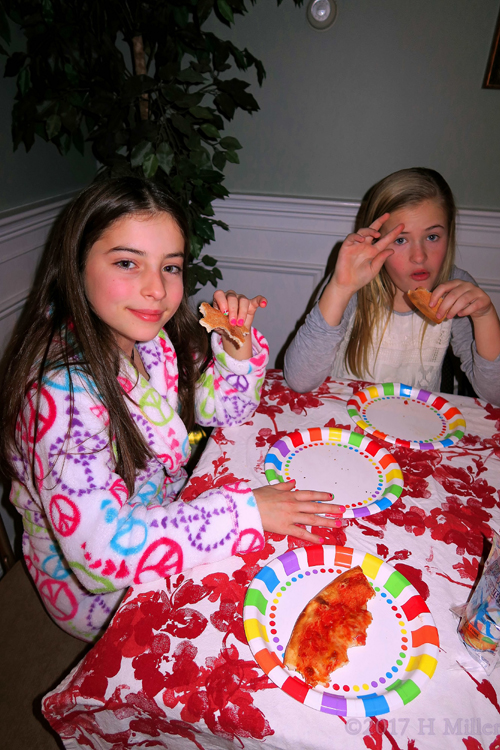 Birthday Girl Is Having Pizza With Her Friend