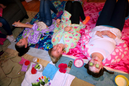 Guests Having Girls Facials And Chatting Together At The Spa For Kids Guests Having Girls Facials And Chatting Together At The Spa For Kids