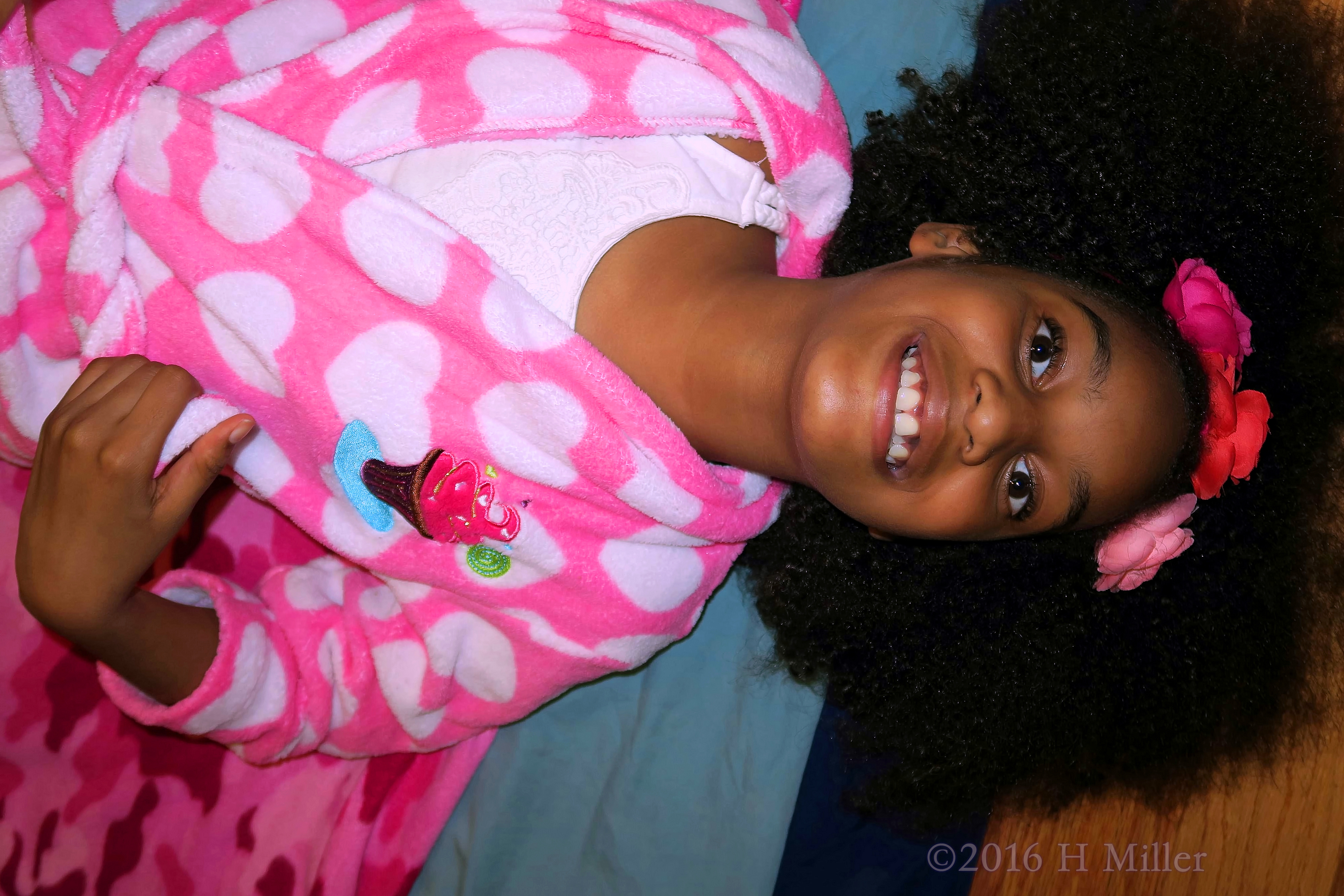 The Birthday Girl Is Ready For Her Kids Facial With A Big Smile! The Birthday Girl Is Ready For Her Kids Facial With A Big Smile!