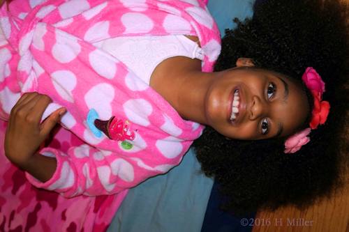 The Birthday Girl Is Ready For Her Kids Facial With A Big Smile! The Birthday Girl Is Ready For Her Kids Facial With A Big Smile!