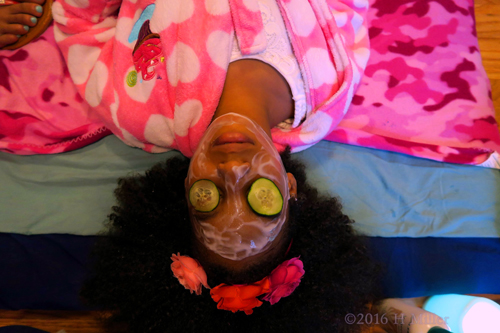 The Birthday Girl Smiles In Her Facial Masque. The Birthday Girl Smiles In Her Facial Masque.