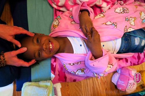 The Kids Facial And Scalp Massage In Progress! The Kids Facial And Scalp Massage In Progress!