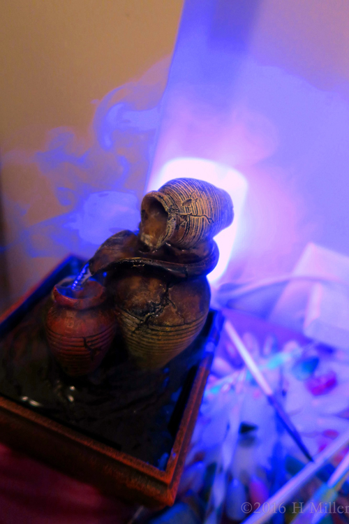 The Tranquility Fountain Bathed In Beautiful Blue Light! The Tranquility Fountain Bathed In Beautiful Blue Light!