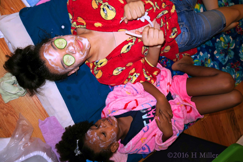 Watching Her Friend Relaxing With A Kids Facial!