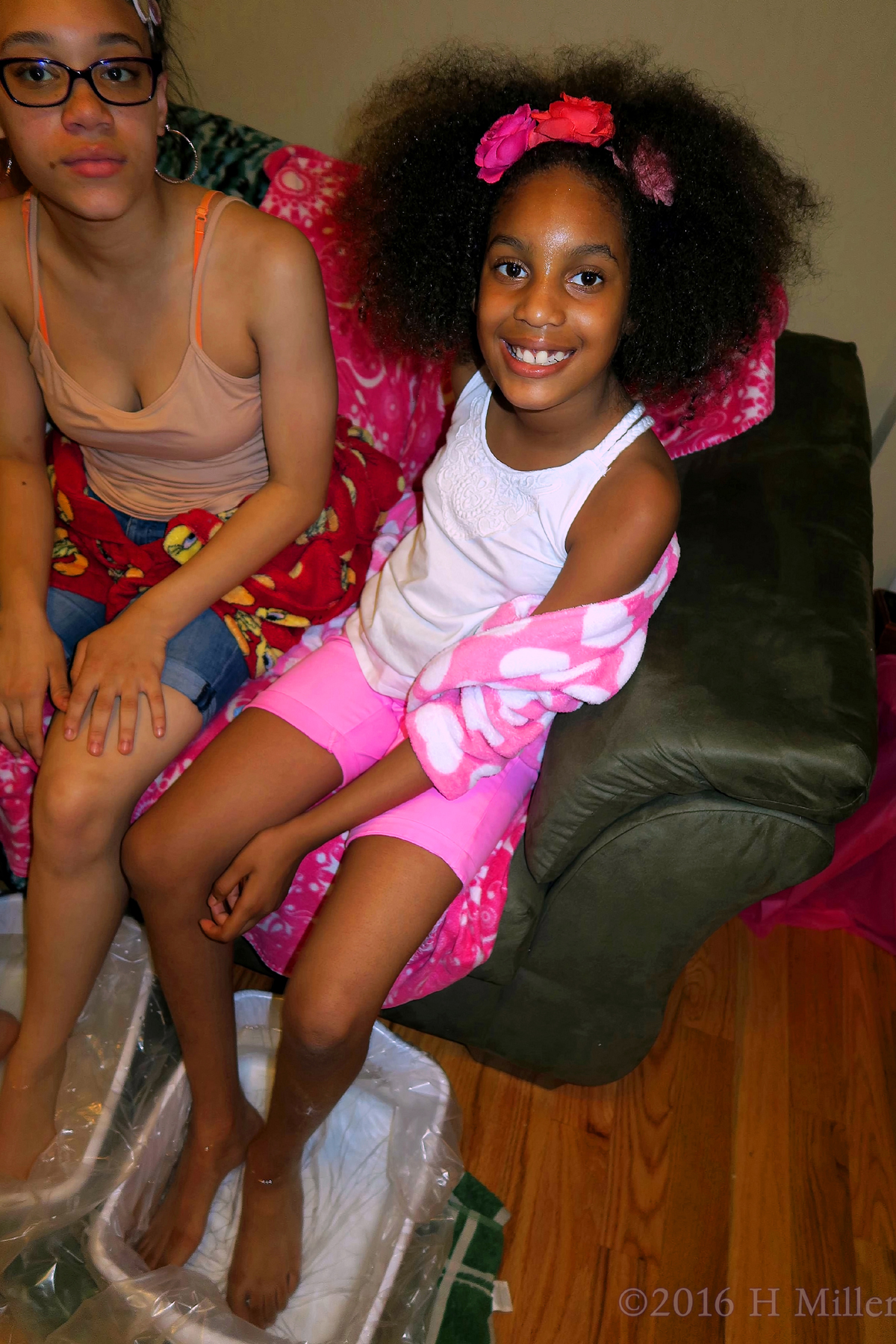 The Birthday Girl Smiles During Her Kids Pedicure. 