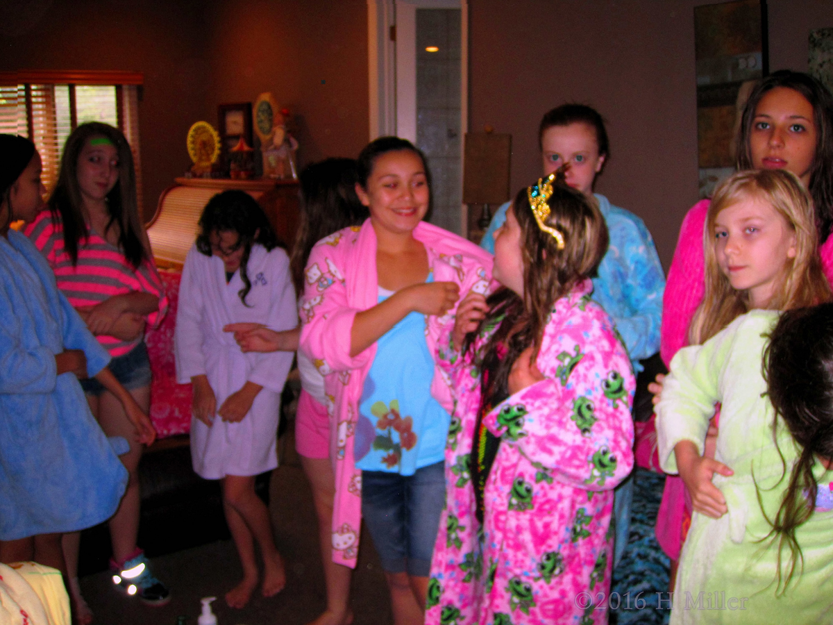Kids Robes On And Ready For The Girls Spa Party 