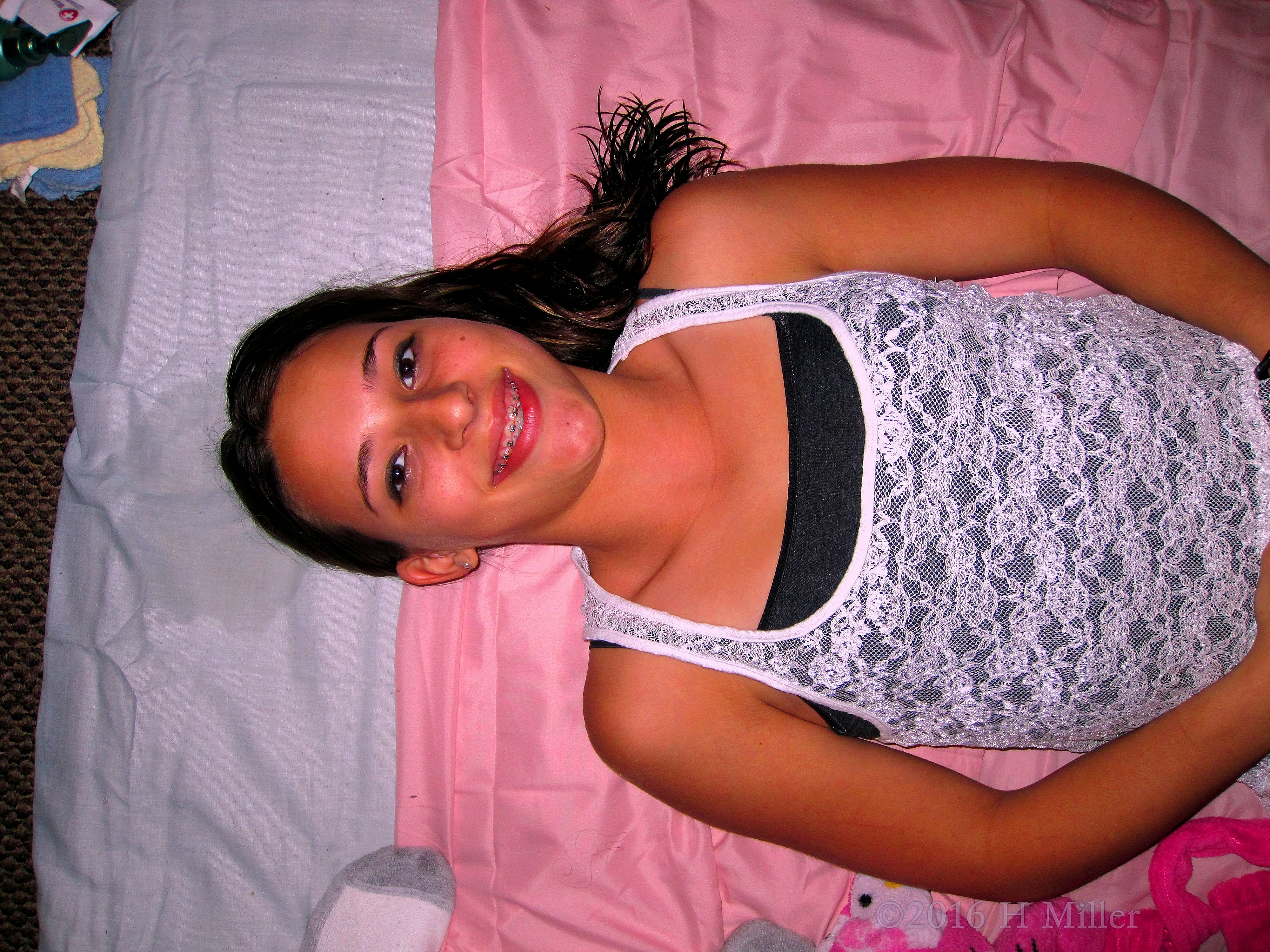 Smiling And Ready For Her Spa Facial And Kids Massage Smiling And Ready For Her Spa Facial And Kids Massage