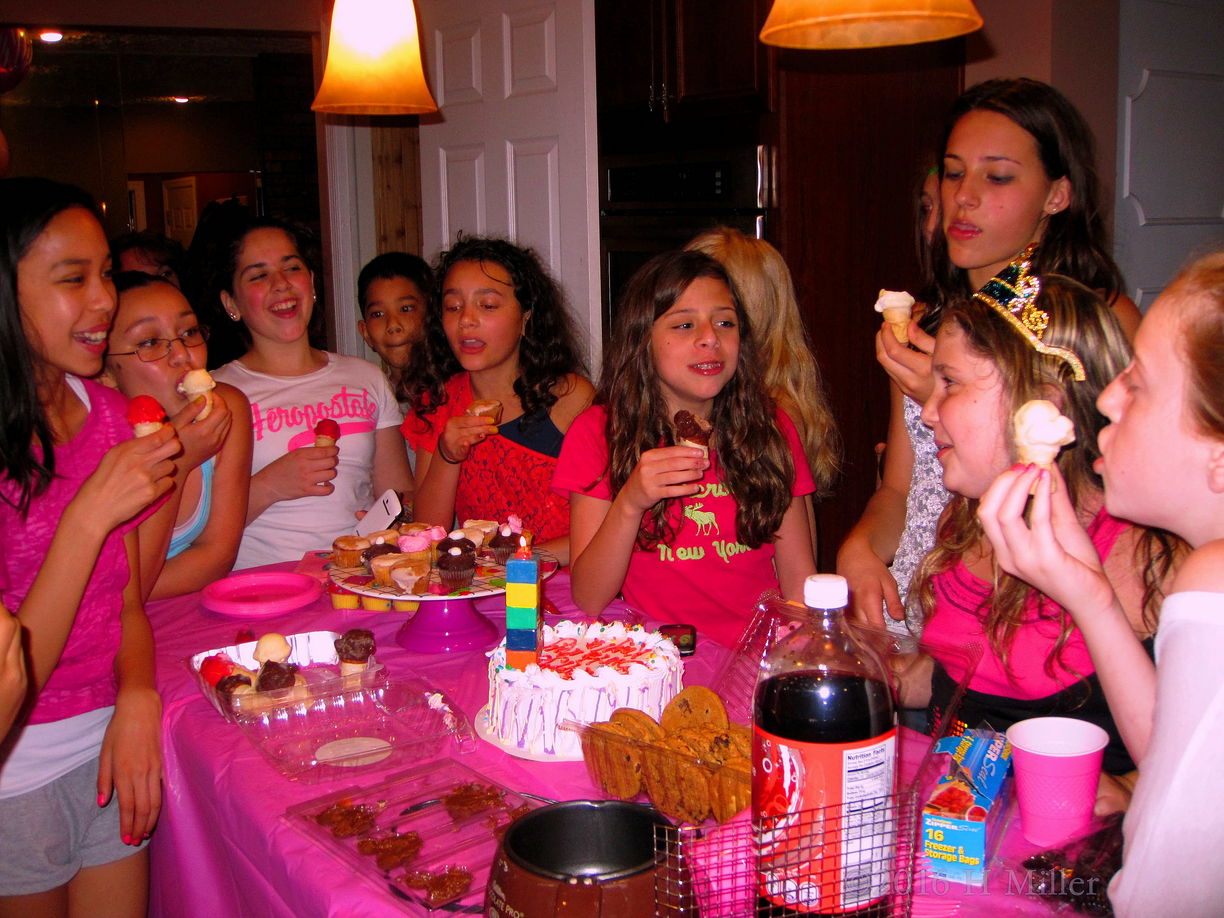 Laughing And Chatting Around The Girls Spa Snack Table Laughing And Chatting Around The Girls Spa Snack Table