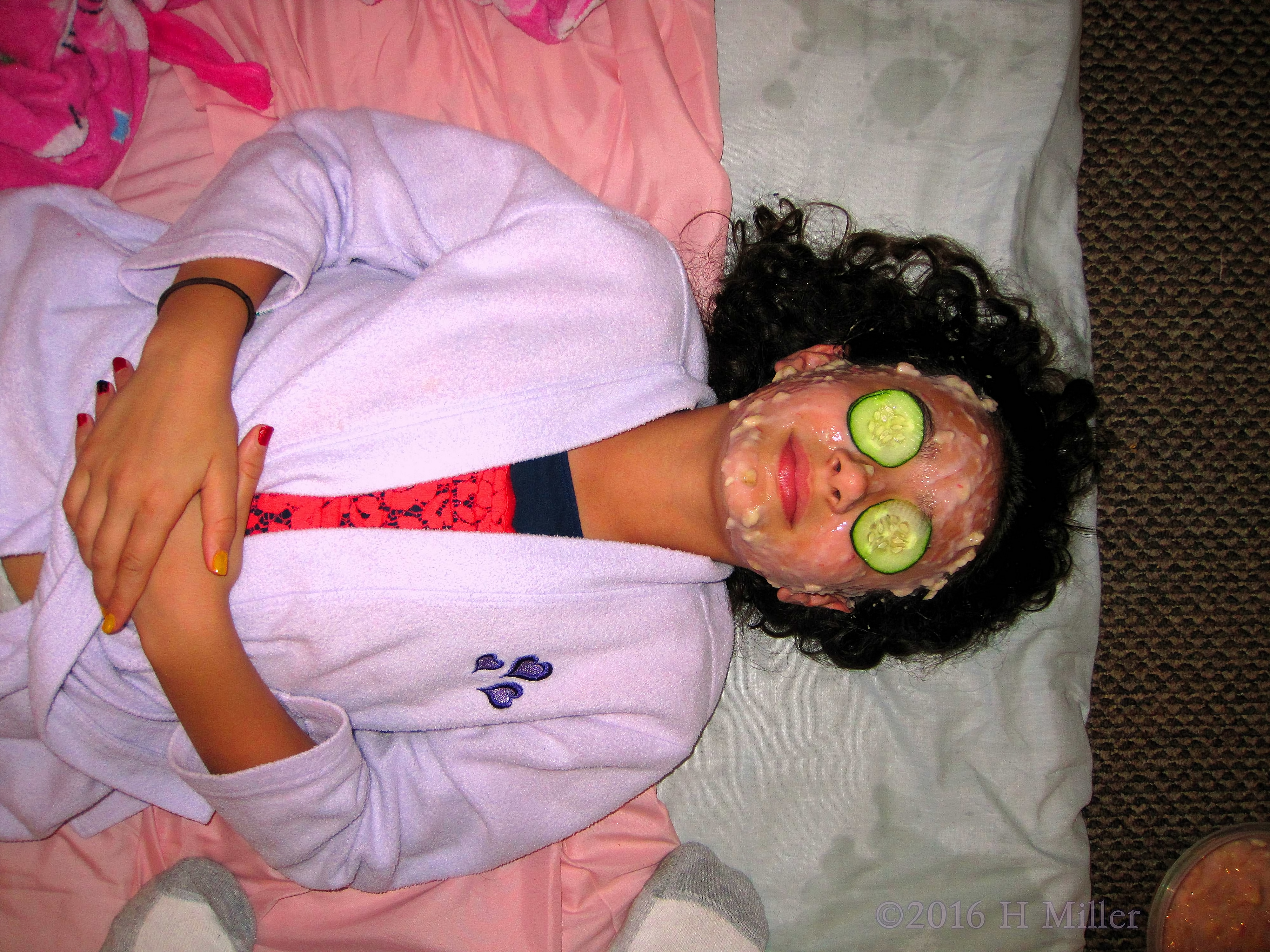 Relaxing In Her Homemade Kids Spa Facial Relaxing In Her Homemade Kids Spa Facial