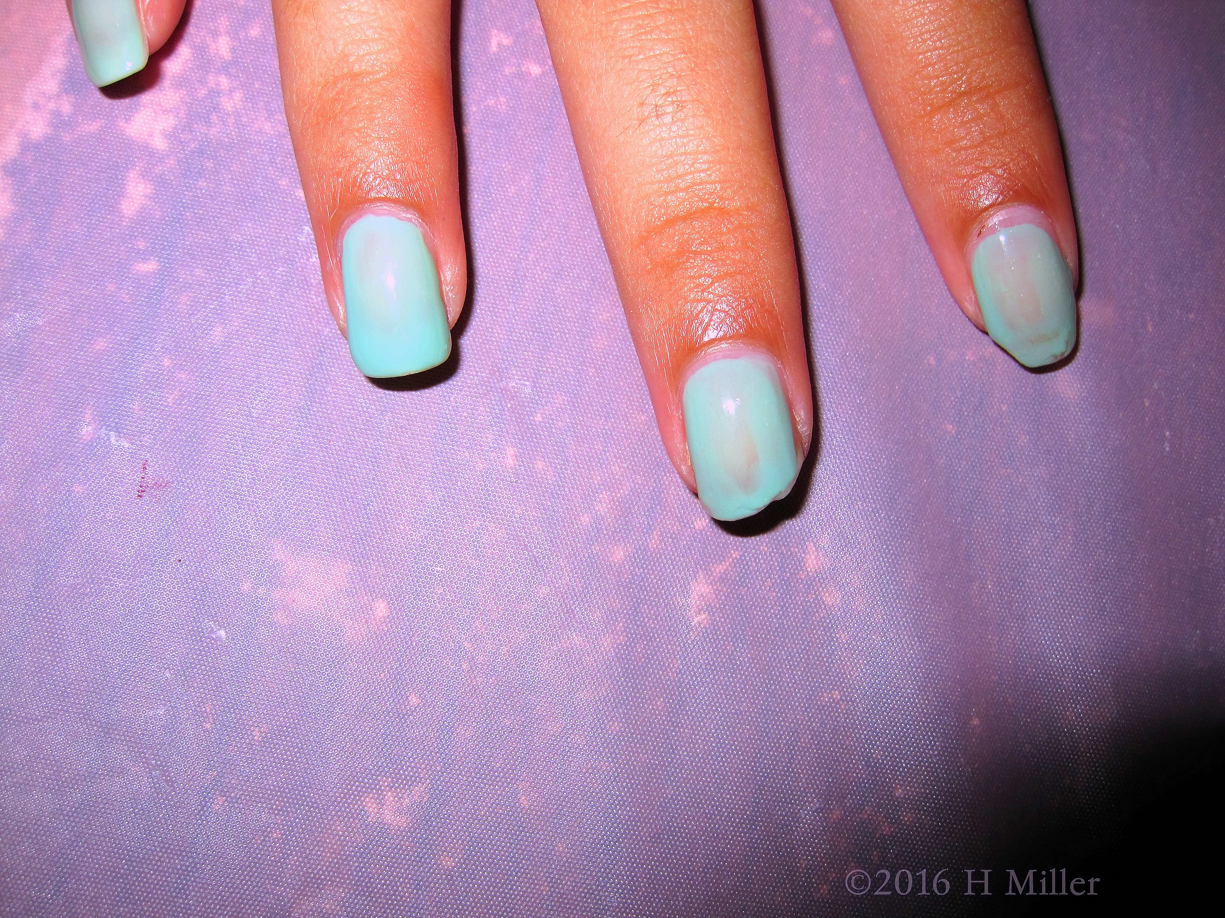Simple Sea Green Manicure For Kids! Simple Sea Green Manicure For Kids!