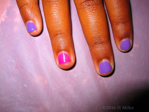 Contrasting Pink With Purple, Pretty Kids Mini Mani. Contrasting Pink With Purple, Pretty Kids Mini Mani.