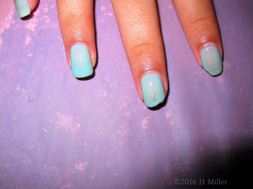 Simple Sea Green Manicure For Kids! Simple Sea Green Manicure For Kids!