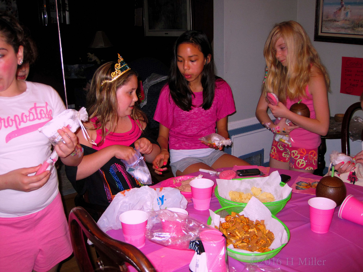 Checking Out Their Cool Spa Party Gift Bags 1200px~49~.jpg Ongoing Kids Pedicure Activity At The Spa Party For Girls! 