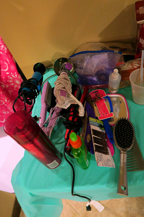Hair Styling Station At The Spa Party For Girls 