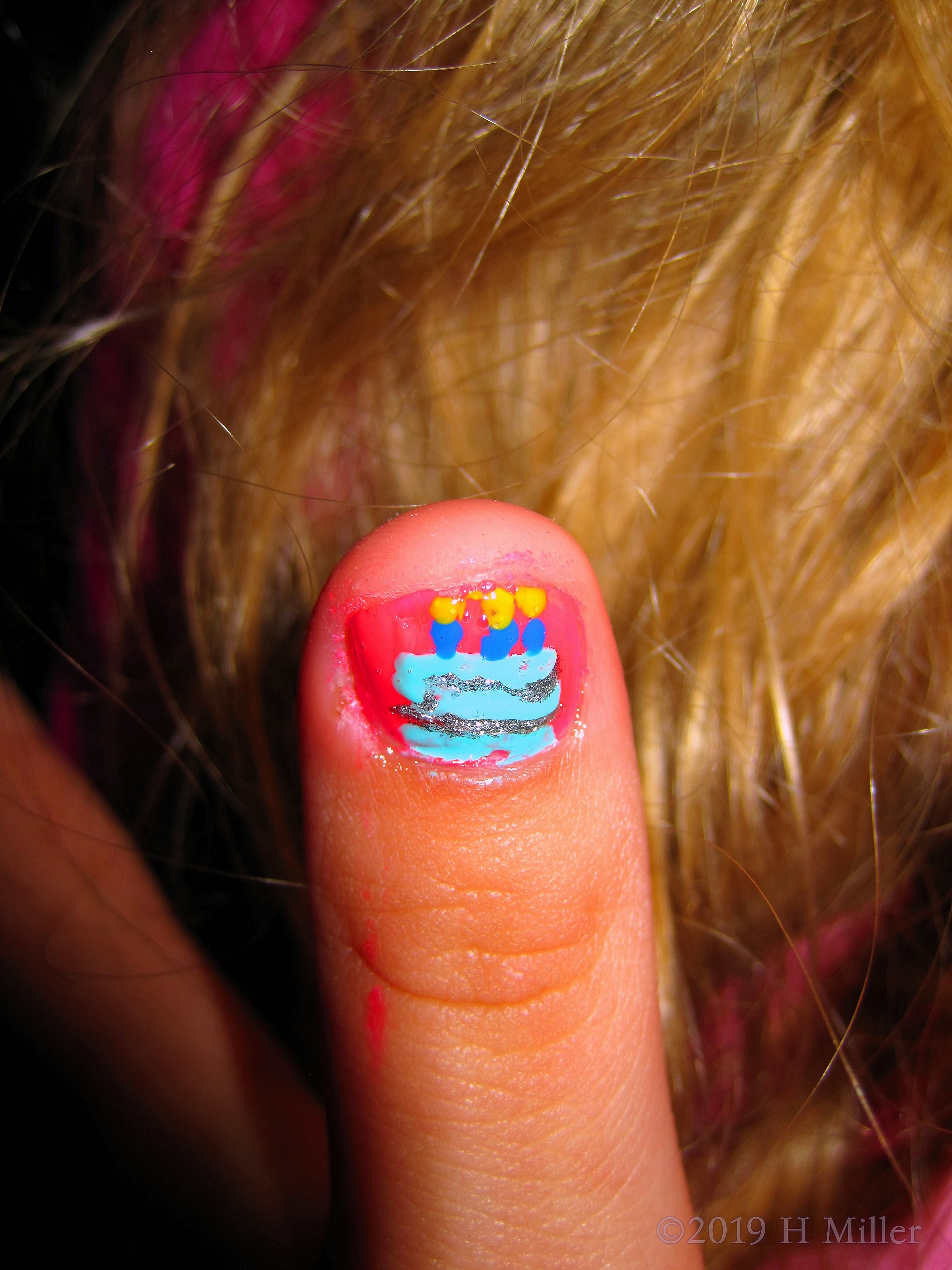 Birthday Cake Designed Accent Nail Design. Birthday Cake Designed Accent Nail Design.