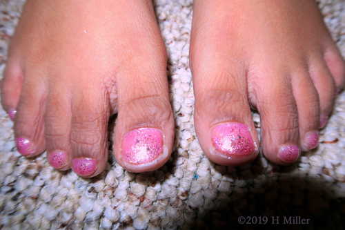 Close Up Of Glittery Kids Pedicure Close Up Of Glittery Kids Pedicure