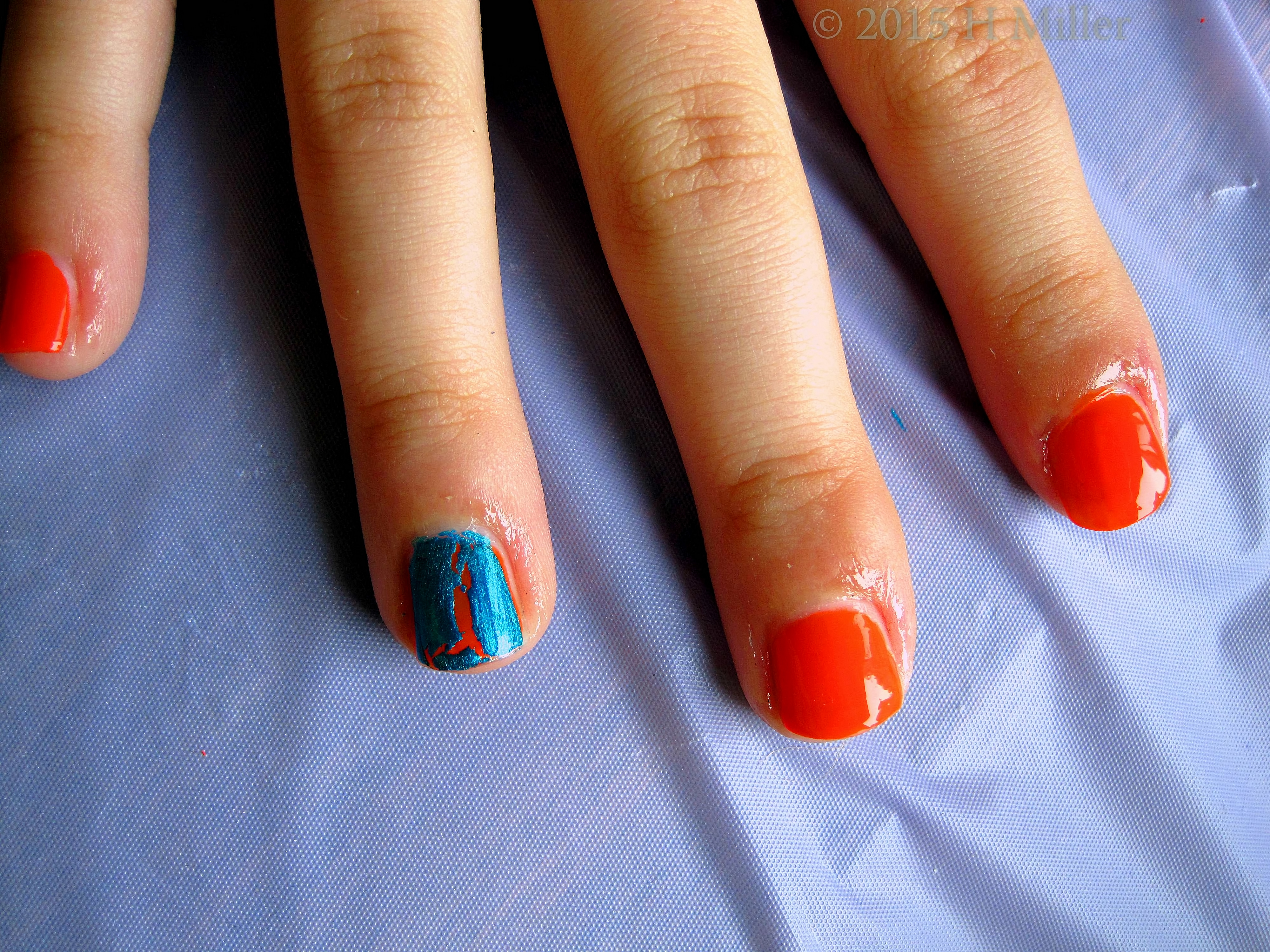 Orange Polish With OPI Crackle Top Coat. Orange Polish With OPI Crackle Top Coat.