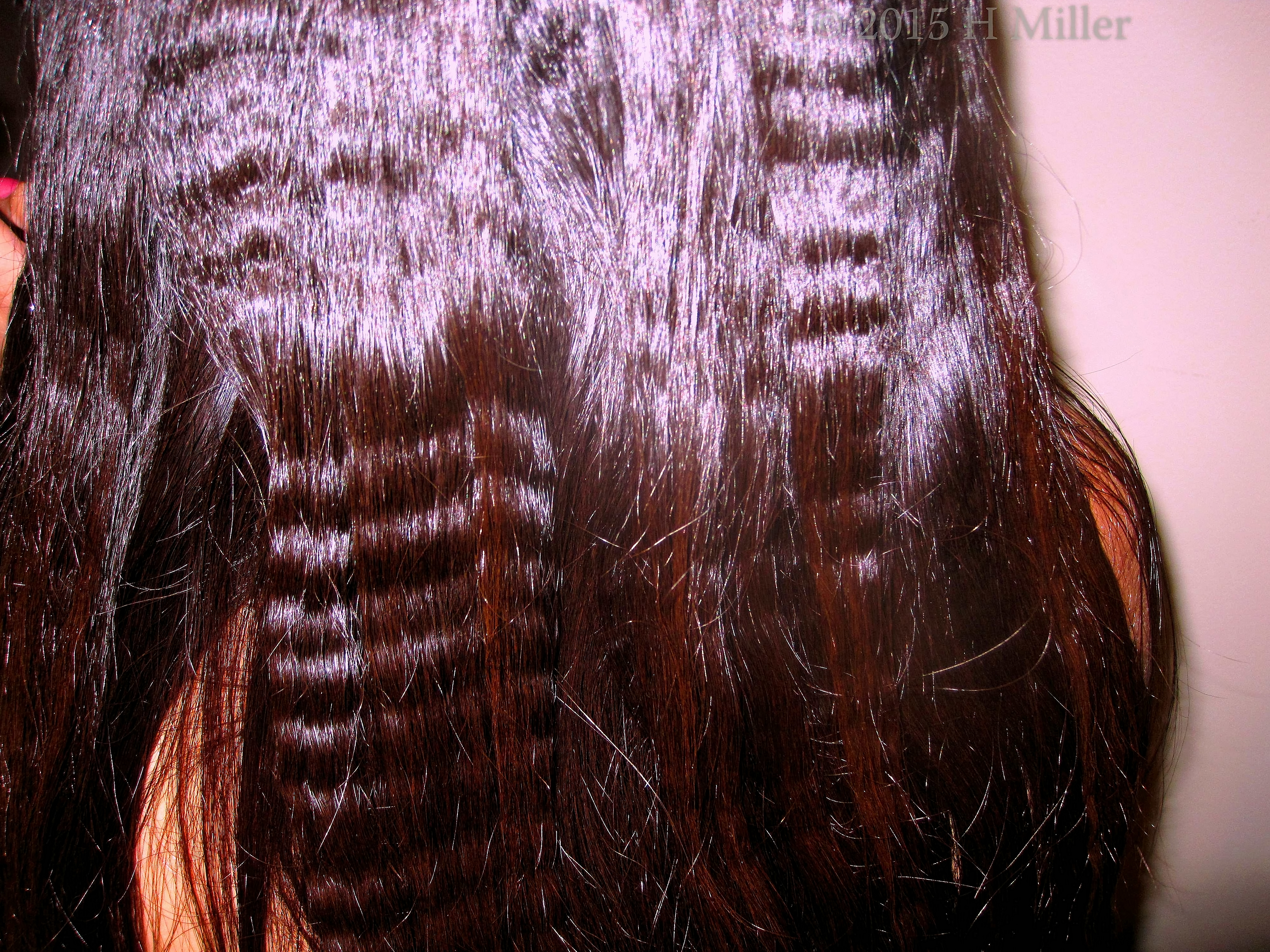Back View Of Crimped Hair. 