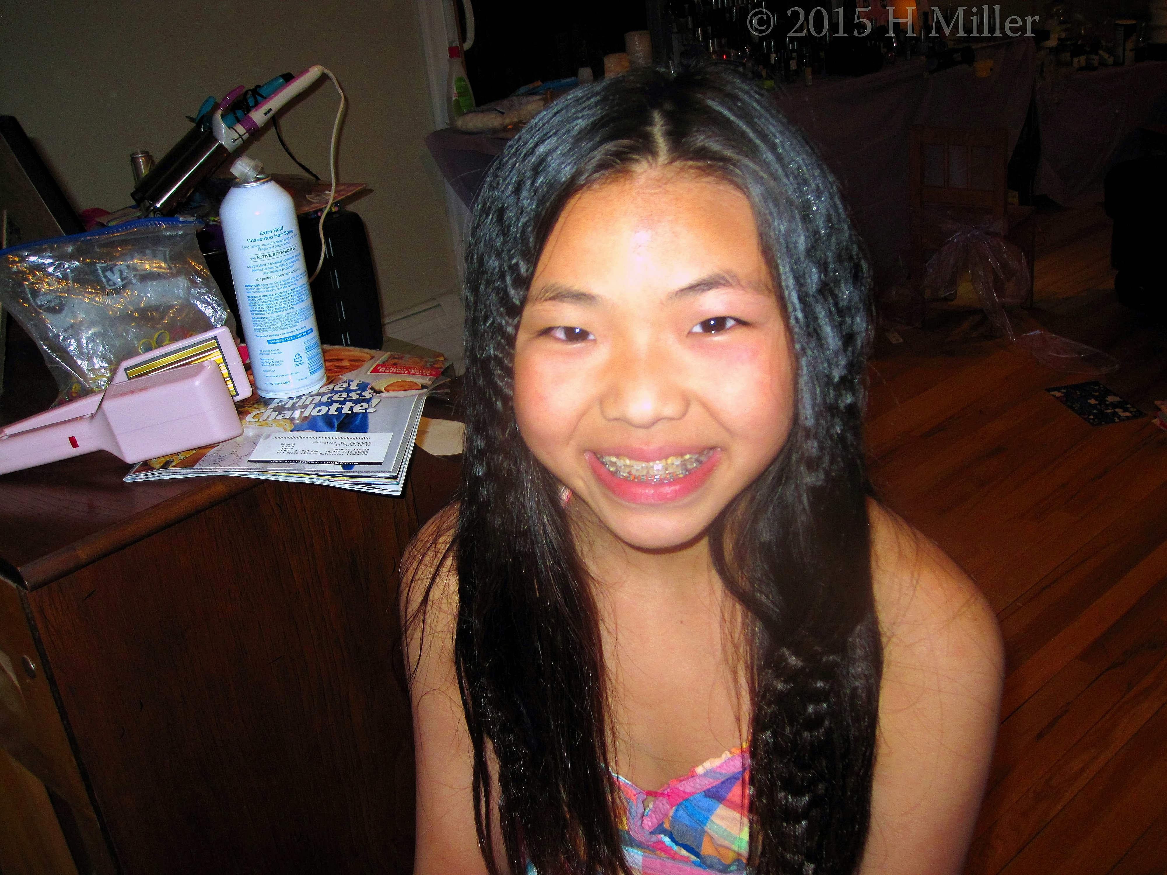 Crimped Hair Styling. Kids Spa. 