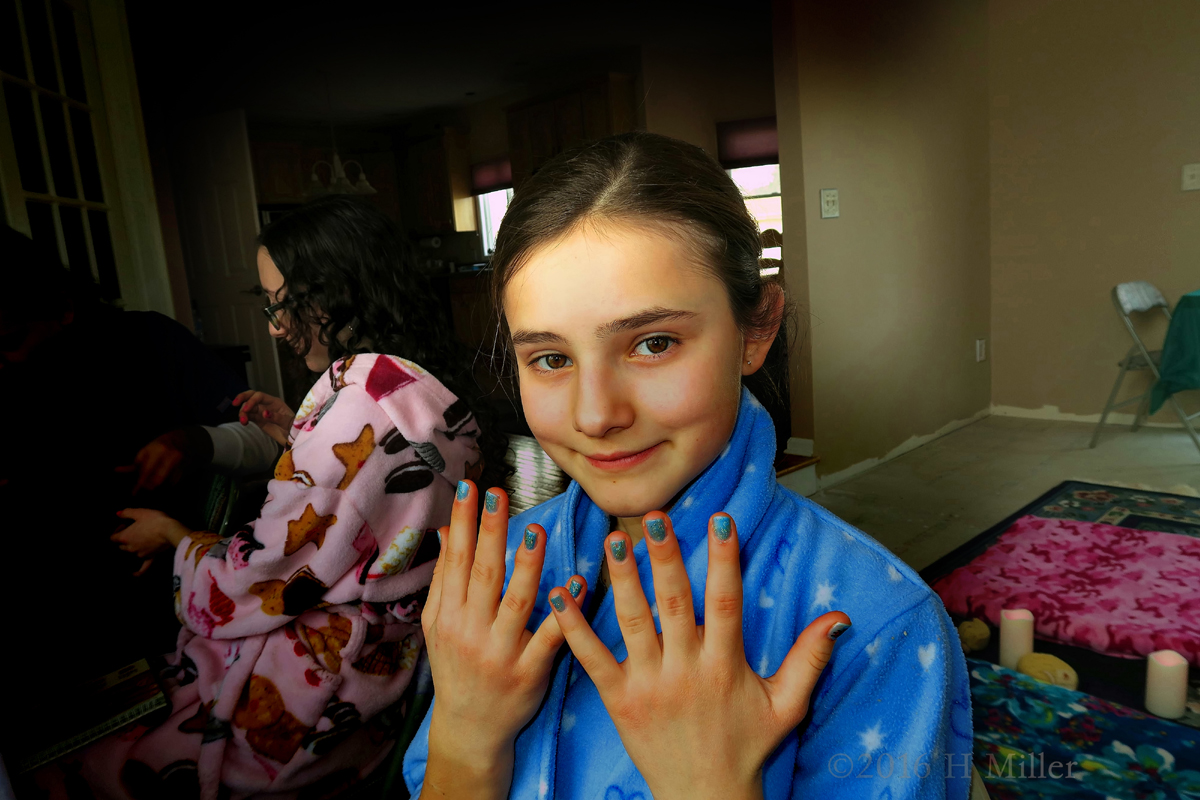 Happy With Her Cute New Kids Manicure 