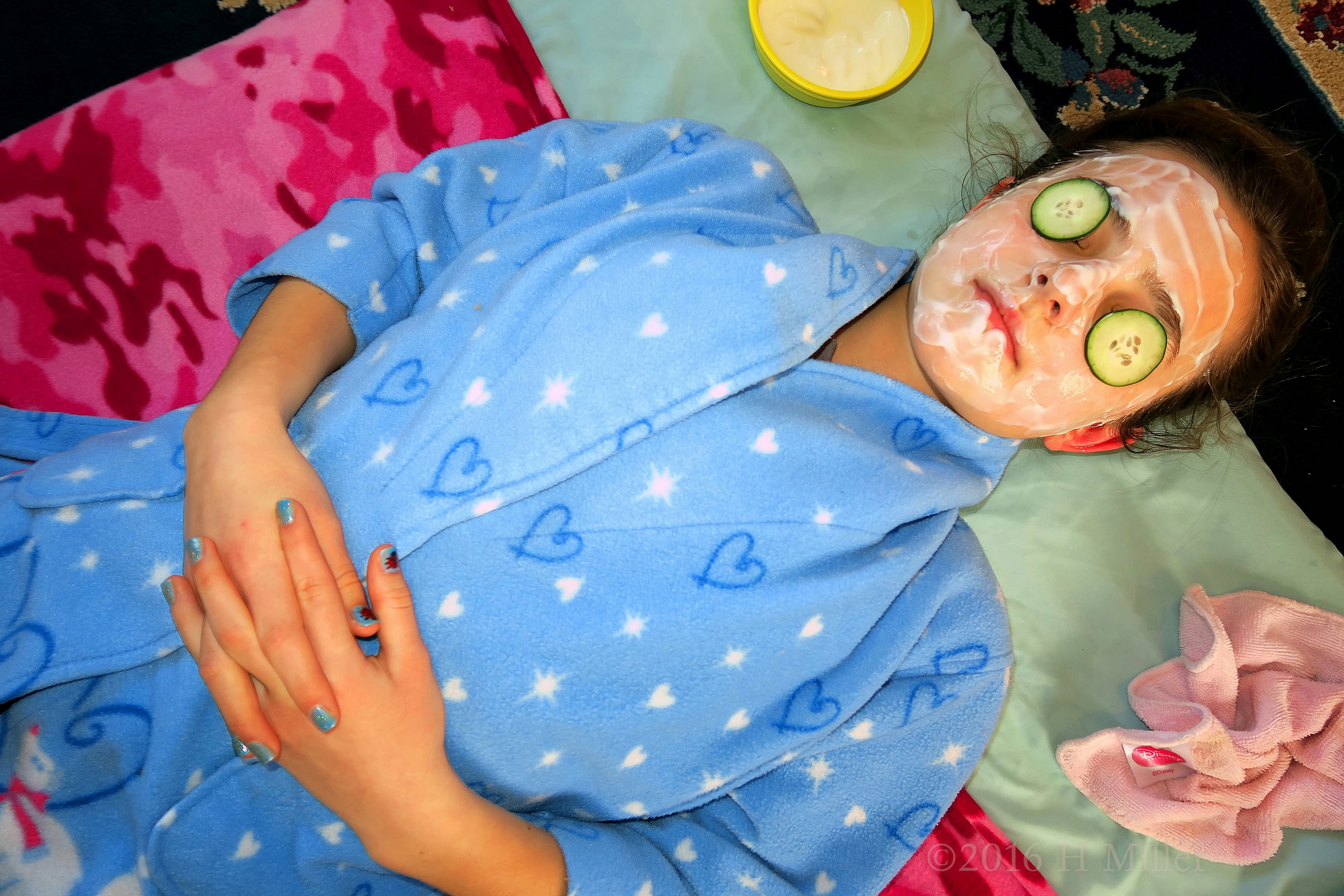 Oops, During The Kids Facial, One Cucumber Slipped Off! Oops, During The Kids Facial, One Cucumber Slipped Off!