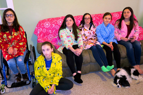 Looking Off To The Side For The Girls Spa Party Group Photo Looking Off To The Side For The Girls Spa Party Group Photo