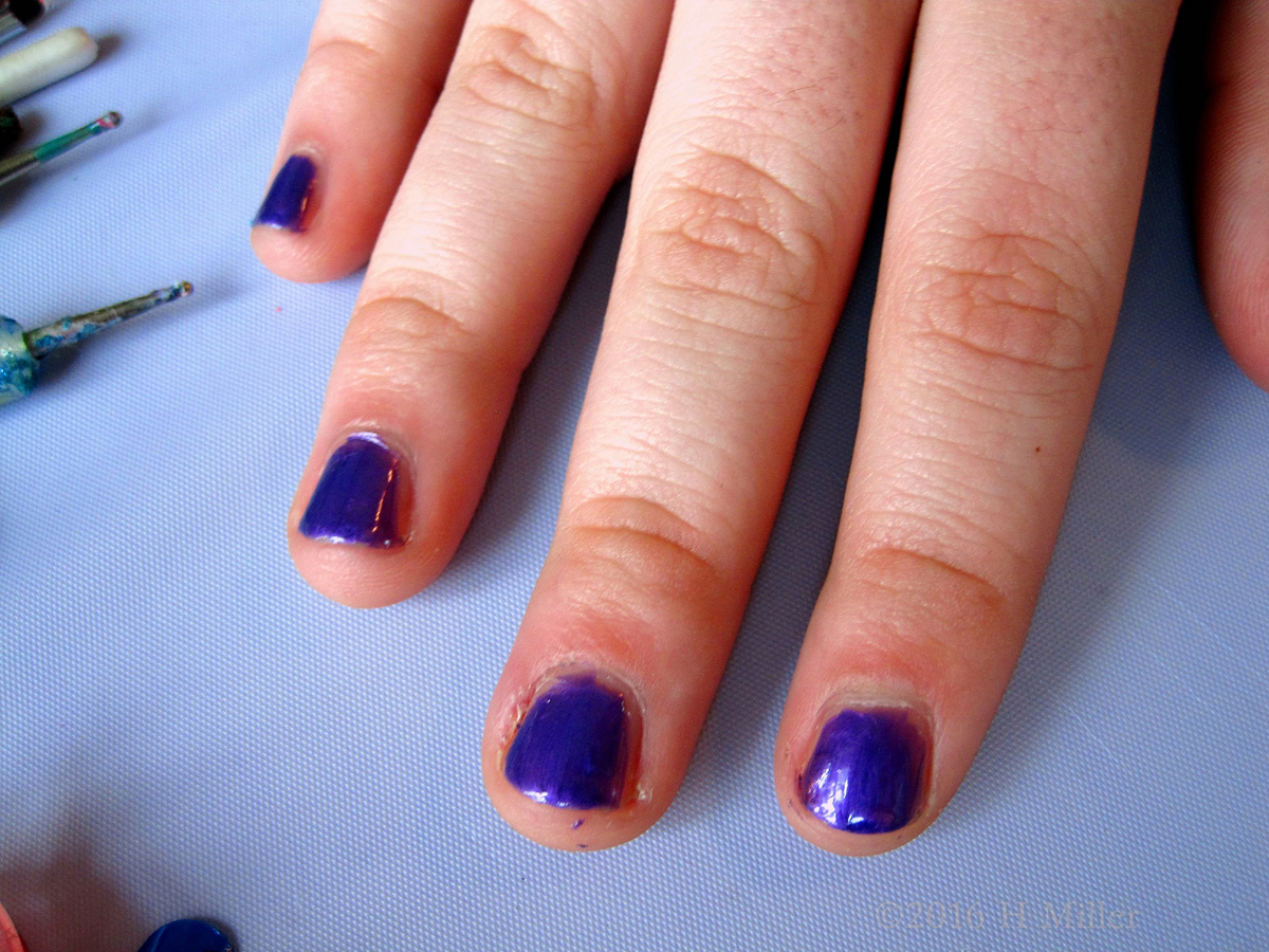 This Purple Kids Mani Looks Great On Her! 1