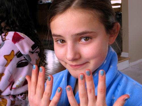 Happy With Her Beautiful Kids Manicure 