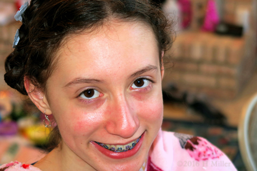 Spa Birthday Girl Kimmy With Her Braided Headband Kids Hairstyle And Bright Smile! Spa Birthday Girl Kimmy With Her Braided Headband Kids Hairstyle And Bright Smile!