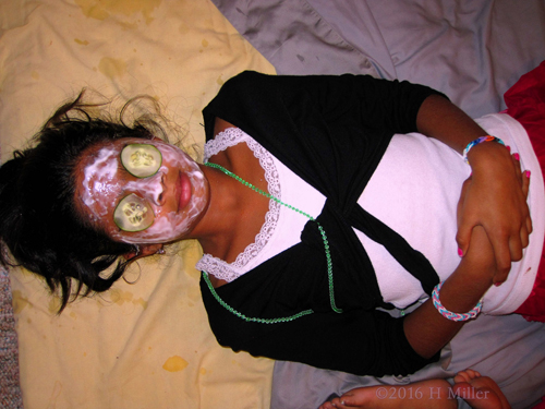 Relaxing In A Vanilla Face Mask At The Girls Spa Relaxing In A Vanilla Face Mask At The Girls Spa