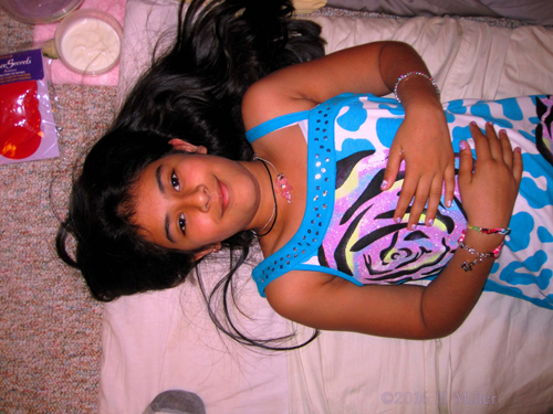 She Looks Relaxed Before Her Facial. She Looks Relaxed Before Her Facial.